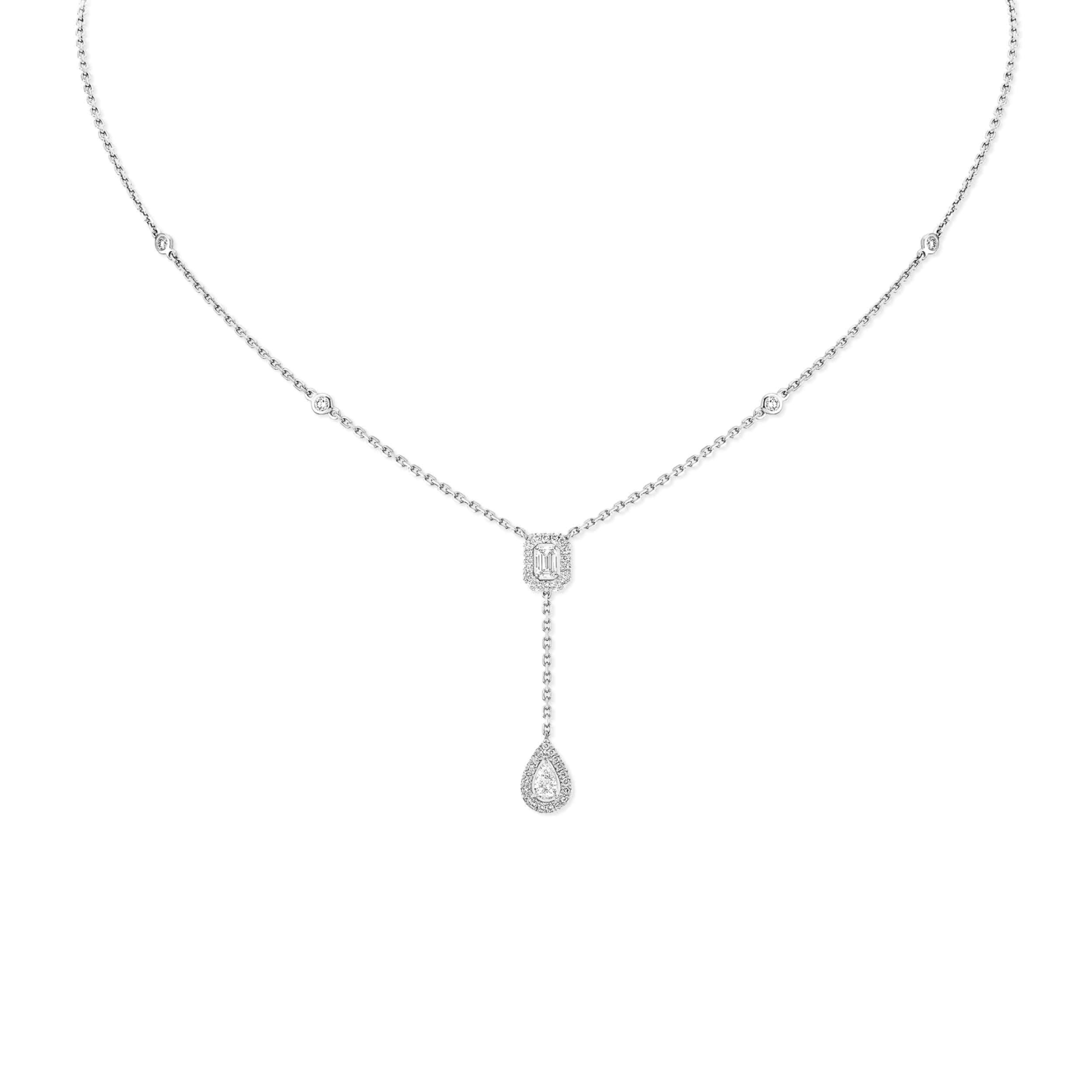 MESSIKA MY TWIN TIE NECKLACE 2X 0.10CT WHITE GOLD DIAMOND NECKLACE 06693-WG